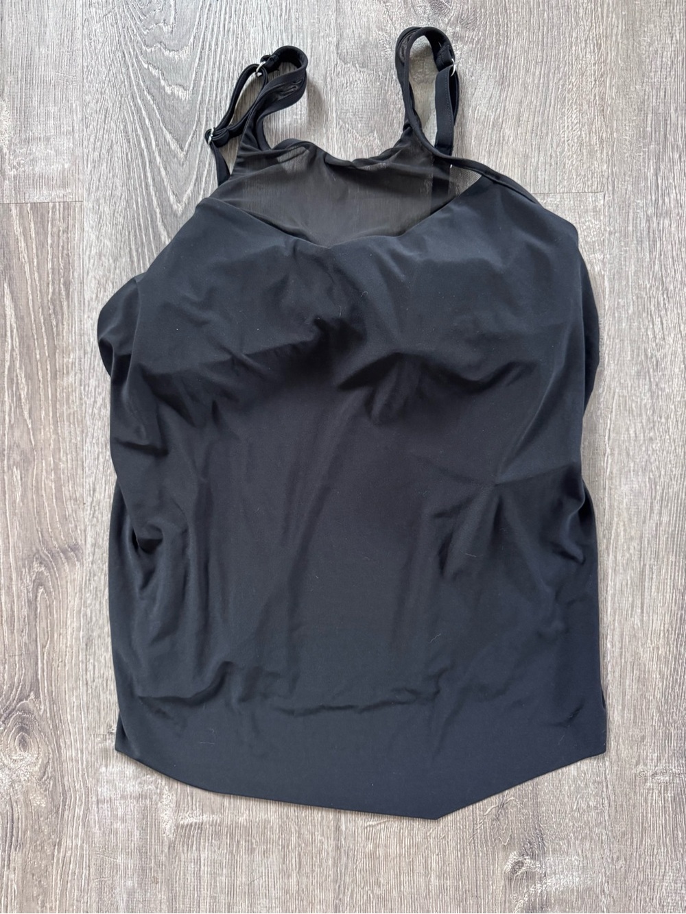 Black Women's Sheer-Yoke Swim Top